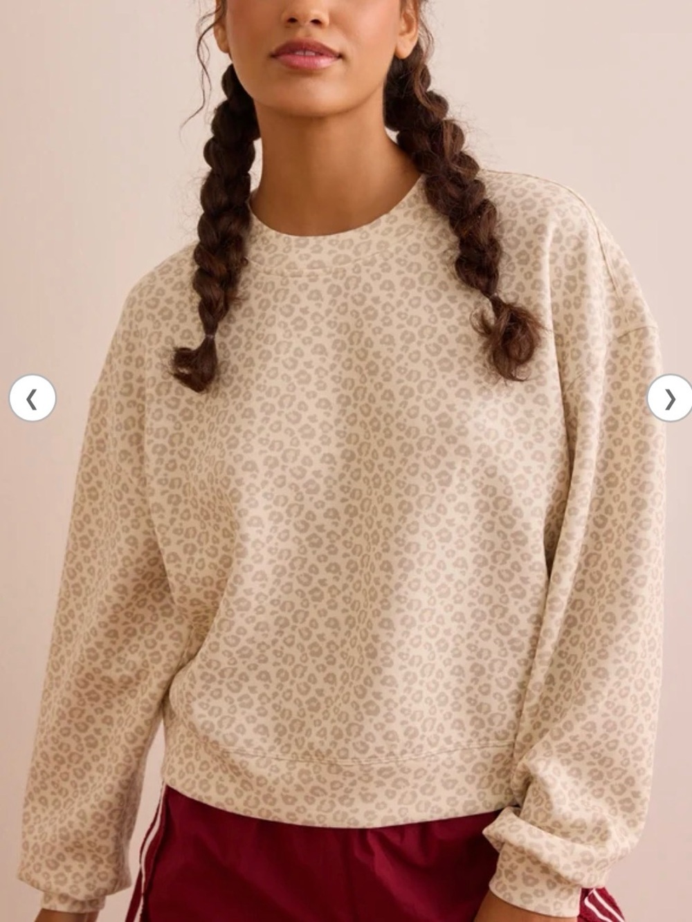 Altar’d State Beige Leopard Print Crewneck Sweatshirt - Picture 1 of 2